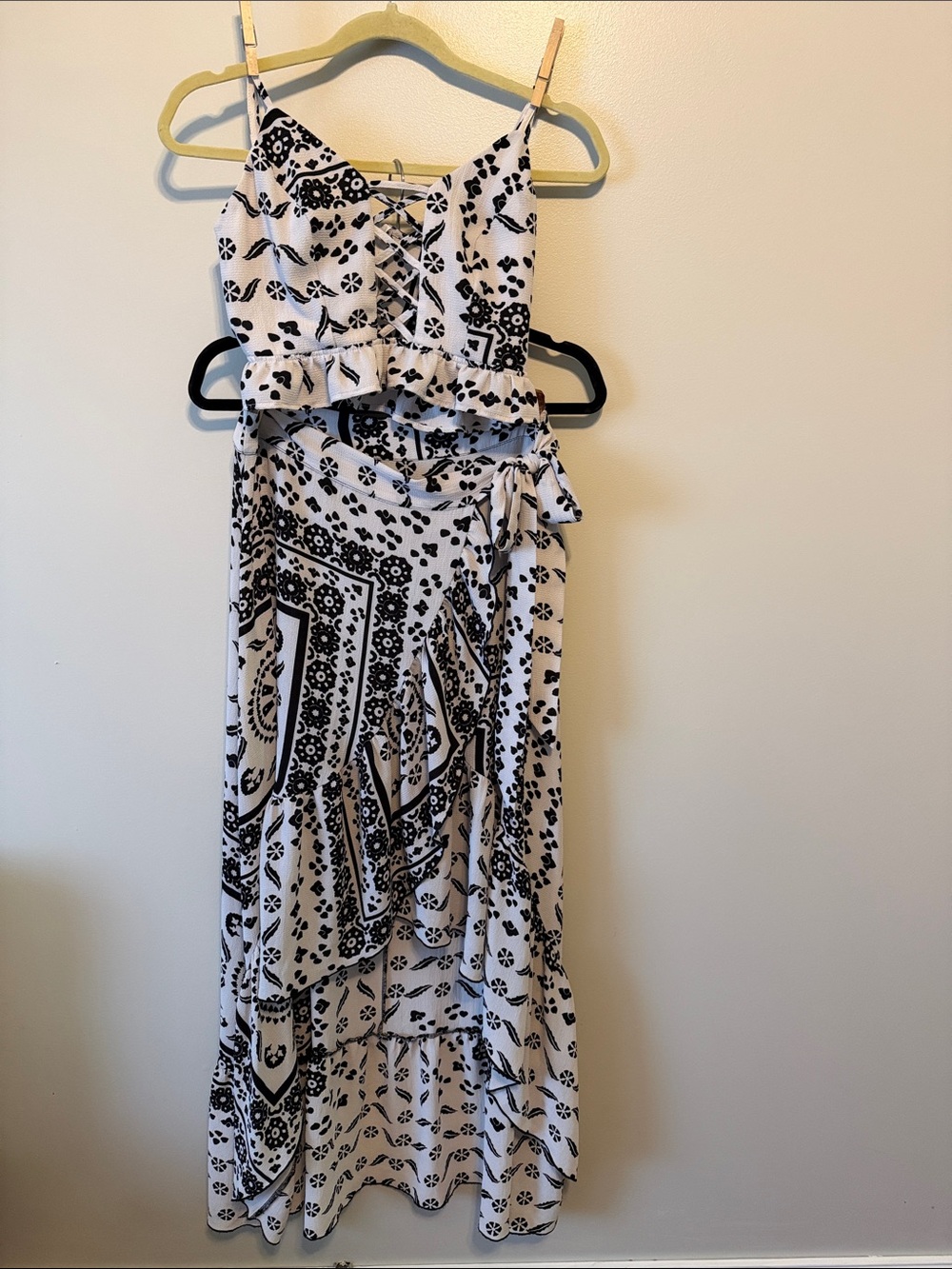 Hommage Los Angeles Black and White Patterned Women's Skirt Set